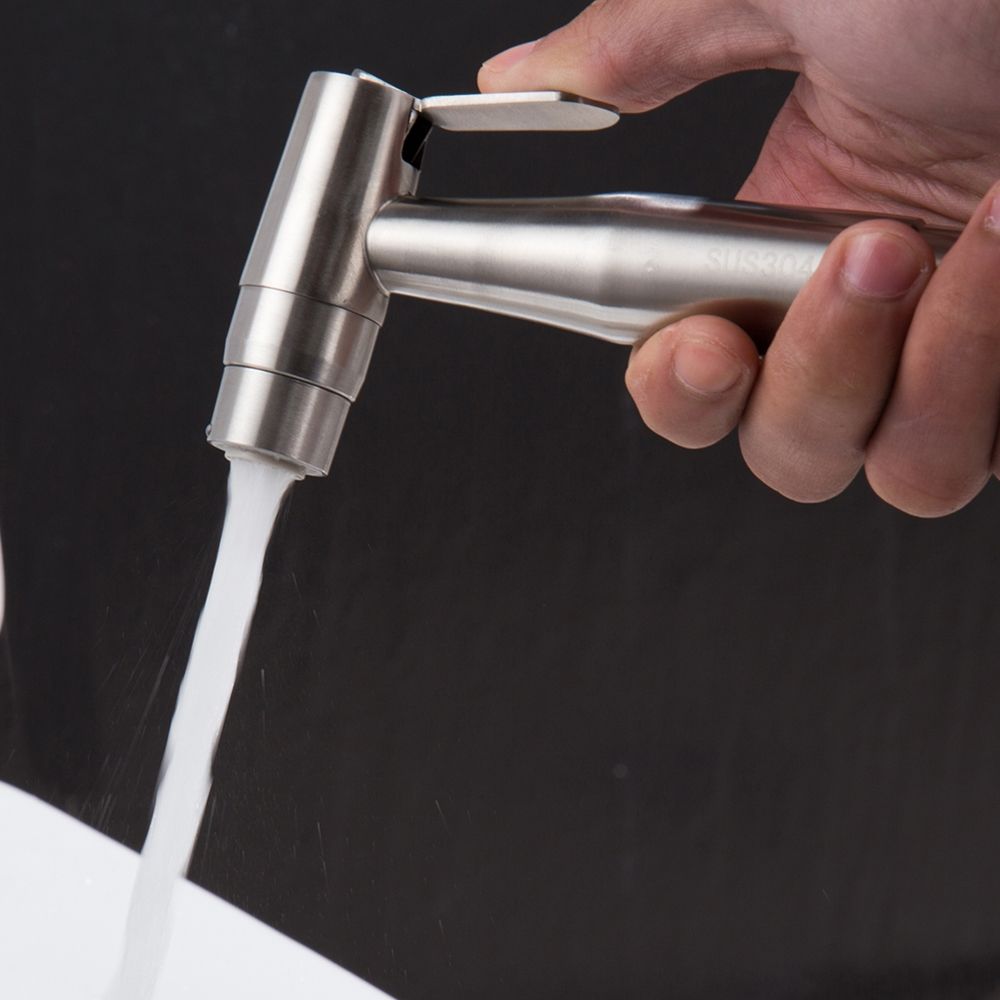 304 Stainless Steel Brushed Nickle Double Water Mode Bidet Sprayer Shattaf Hand Held Shower For Toilet Washing WS024A