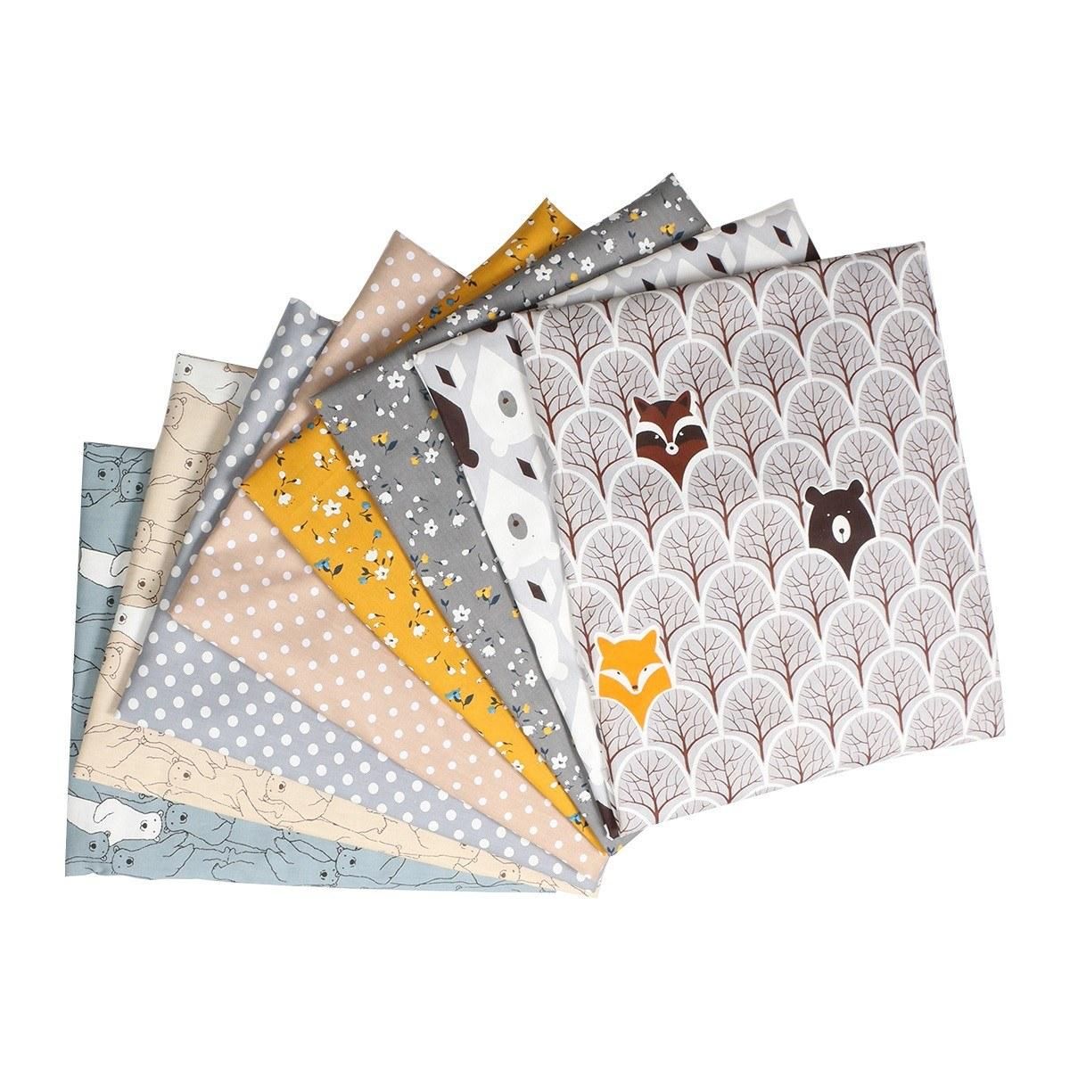 8pcs 40 * 50cm NO Repeat Design Printed Floral Cotton Fabric Suitable for Stitching DIY Sewing