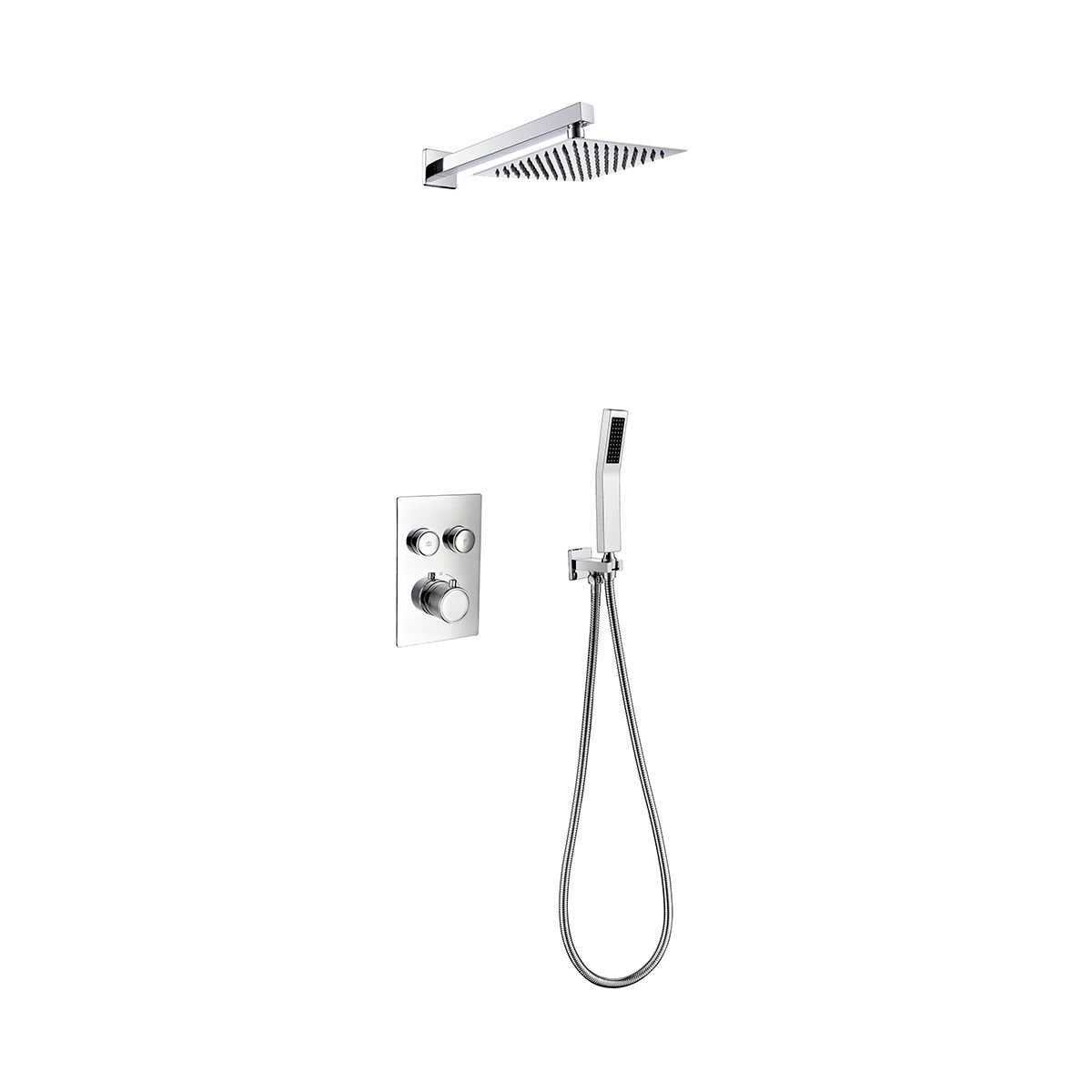 Thermostatic Shower System Wall Mounted Rain Mixer Shower Combo Set With Rough-In Valve Body And Trim, BC314C