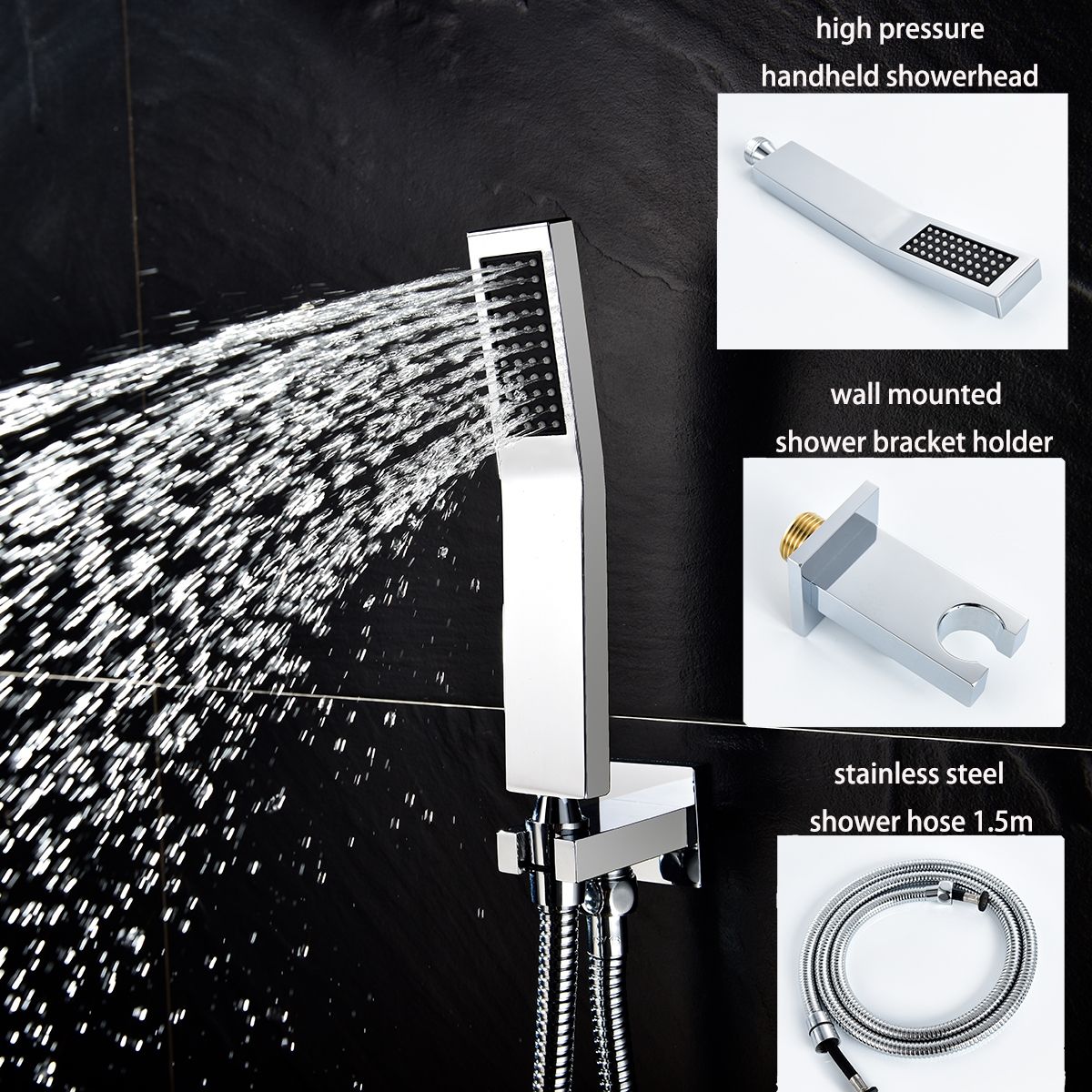 Thermostatic Shower System Wall Mounted Rain Mixer Shower Combo Set With Rough-In Valve Body And Trim, BC314C