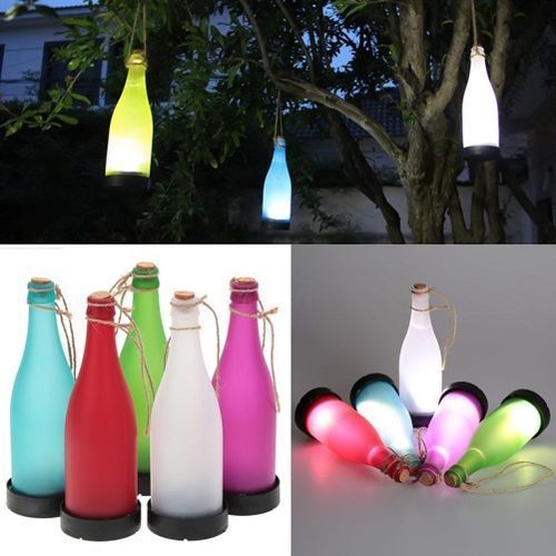 5pcs LED Solar Wine Bottle Lights Garden Light Hanging Lamp Rechargeable For Party Outdoor
