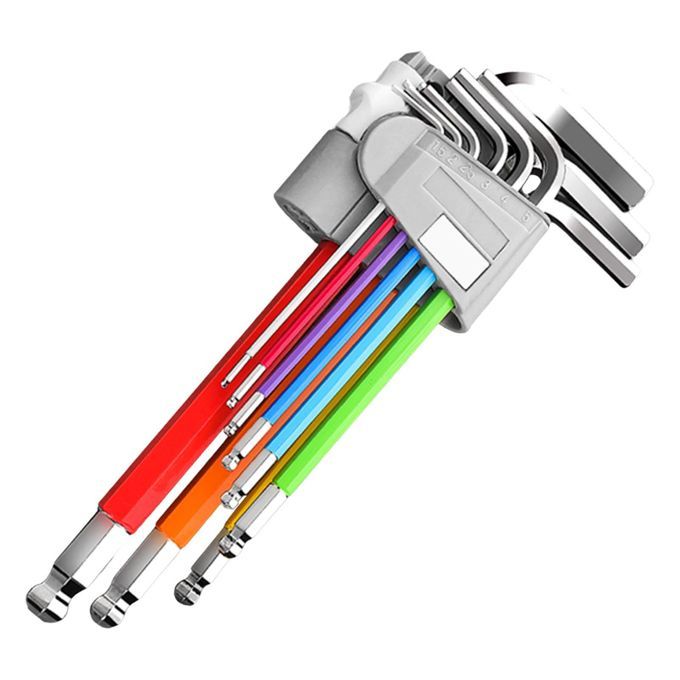 9x Allen Key Set Screwdriver  Wrench Hand Tools Multicoloured For B