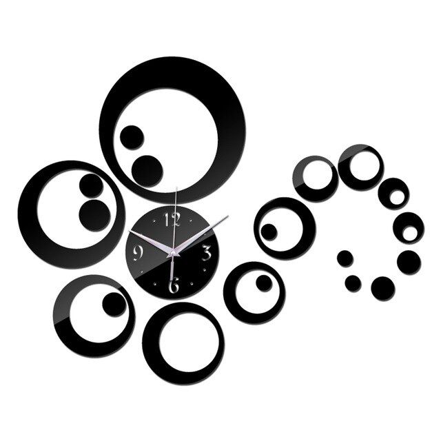 1*Silver DIY Wall Clock Modern Removable Mirror