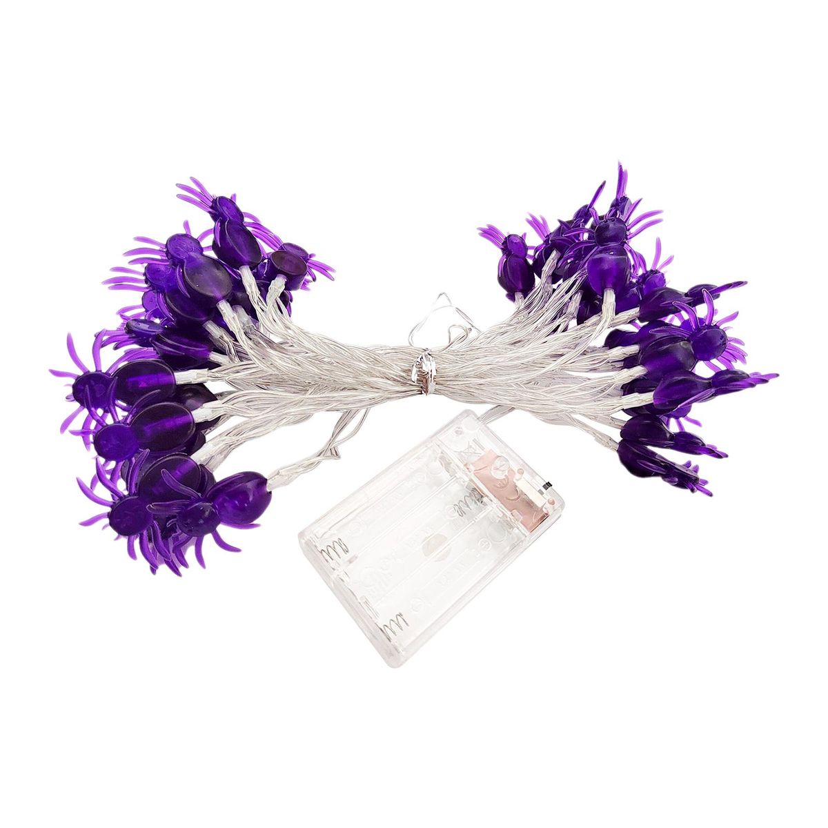 20FT 40LEDs Halloween String Lights Purple Spider Shaped Decorative Hanging Lights Waterproof Battery Operated Lighting