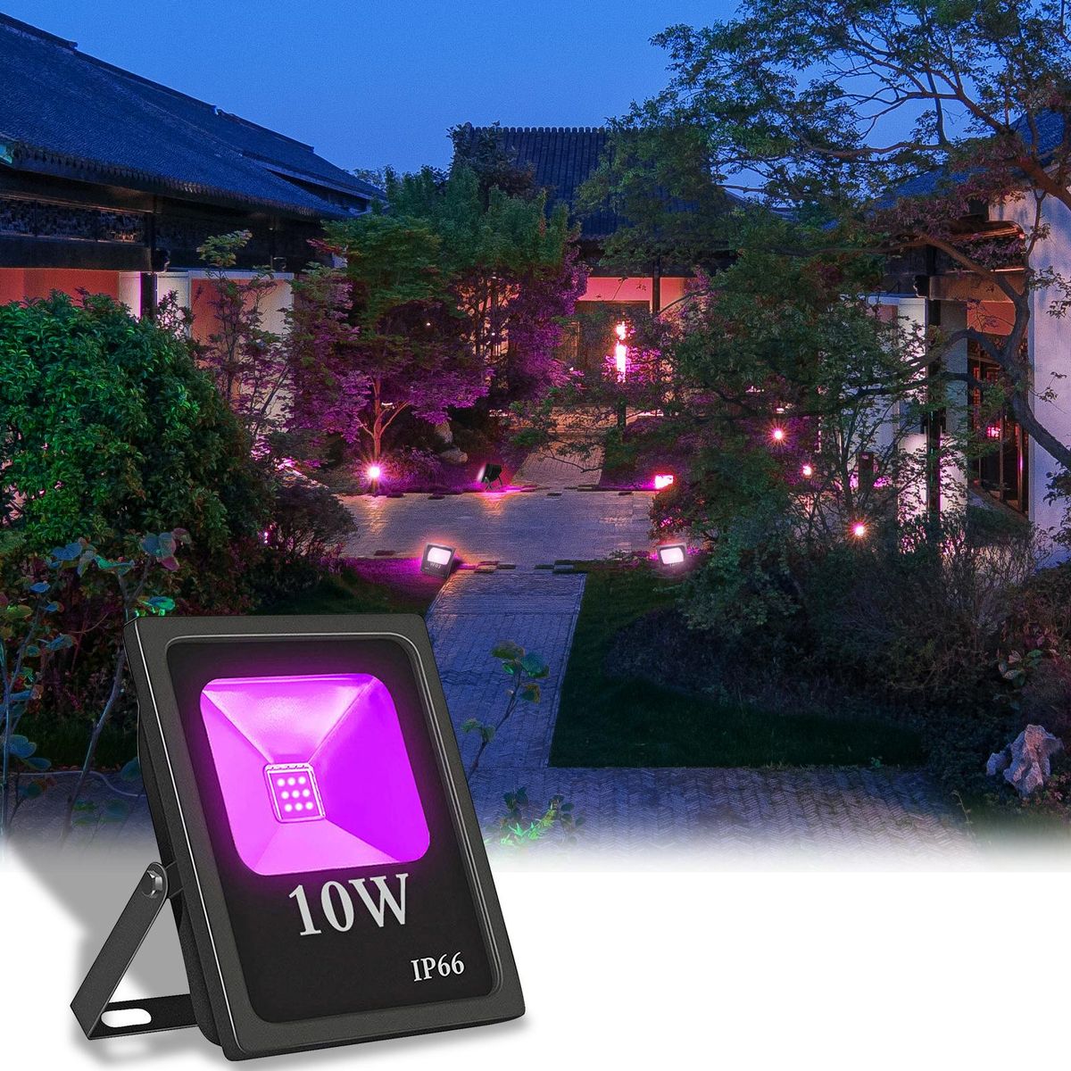 LED Black Light 10W Blacklight Flood Light with Plug IP66 Waterproof Outdoor Security Lights for Yard Garden Plant Growing Party Glow in The Dark Outdoor Decoration