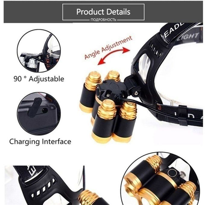 Bright T6 LED  Zoomable Headlight  Hunting Walking Head