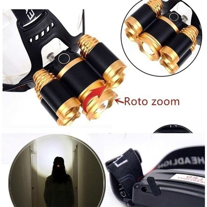 Bright T6 LED  Zoomable Headlight  Hunting Walking Head