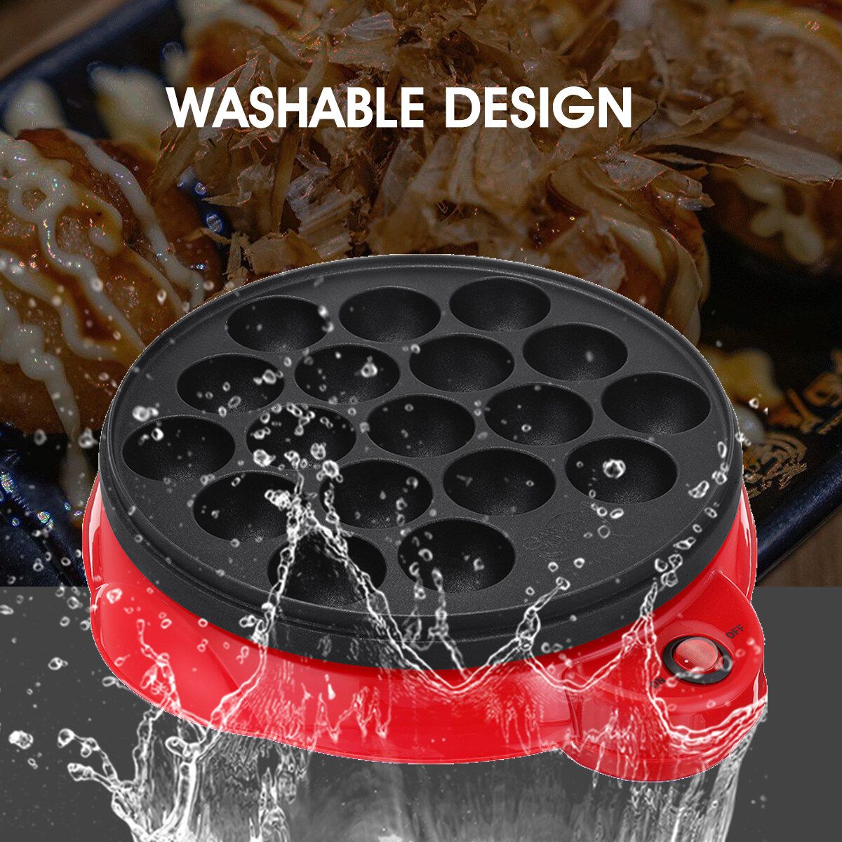 650W 18Holes Electric Takoyaki Maker Machince Snacks Grill Pan Baking Kitchen