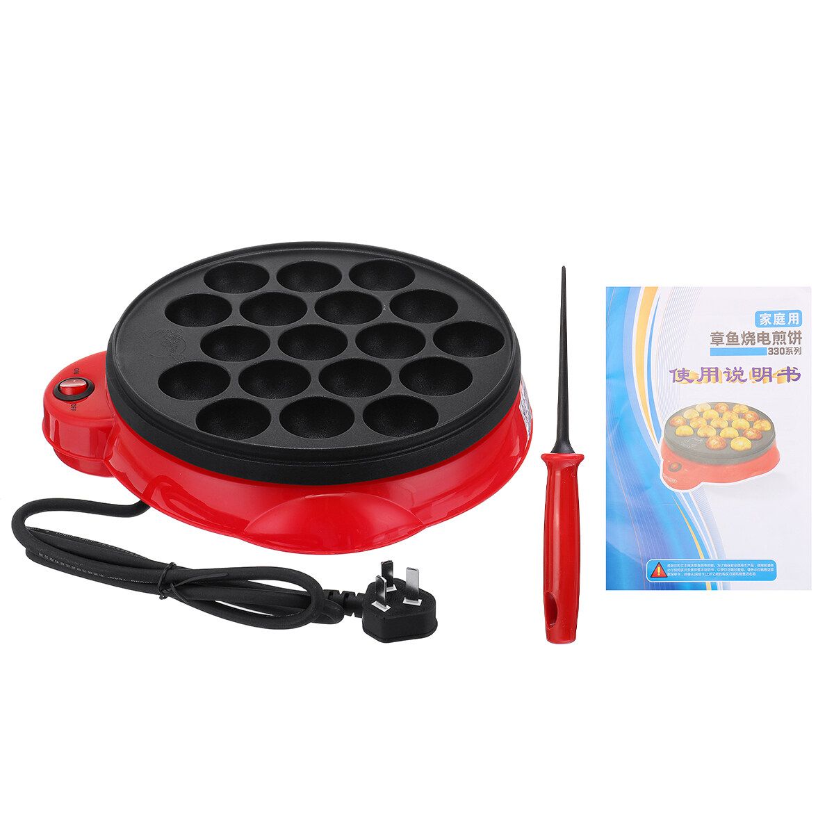 650W 18Holes Electric Takoyaki Maker Machince Snacks Grill Pan Baking Kitchen