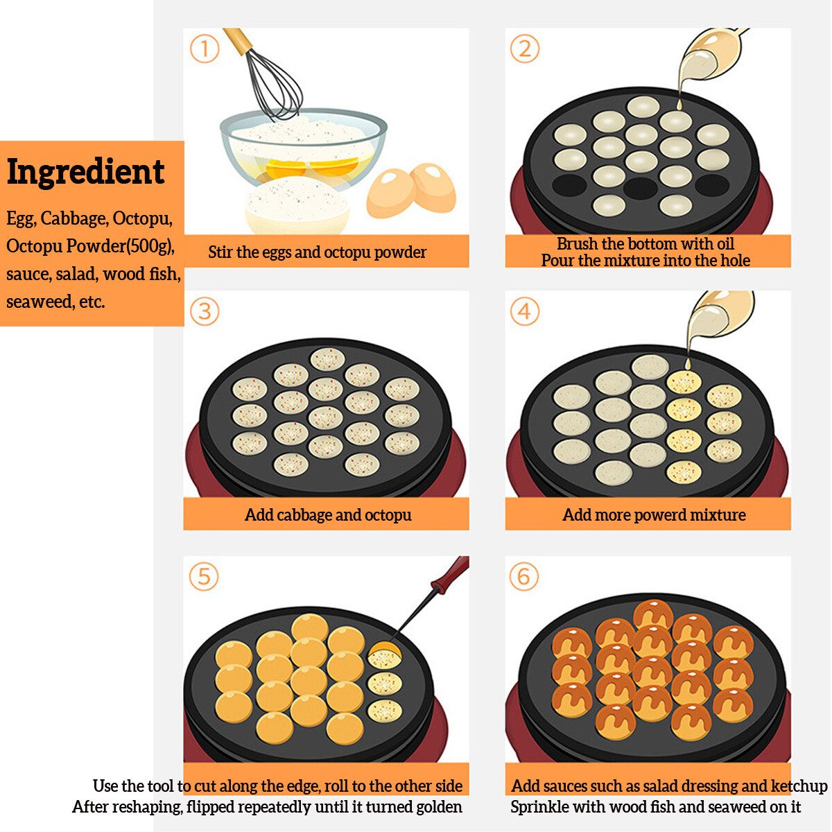 650W 18Hole Takoyaki Grill Pan Electric DIY Home Octopus Meat Ball Maker Plate