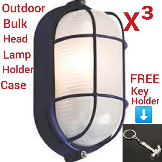 3 Pcs- Out Door- Door Entrance/ Fence Wall Bulk-Head Light Lamp Holder Case+FREE Key Holder