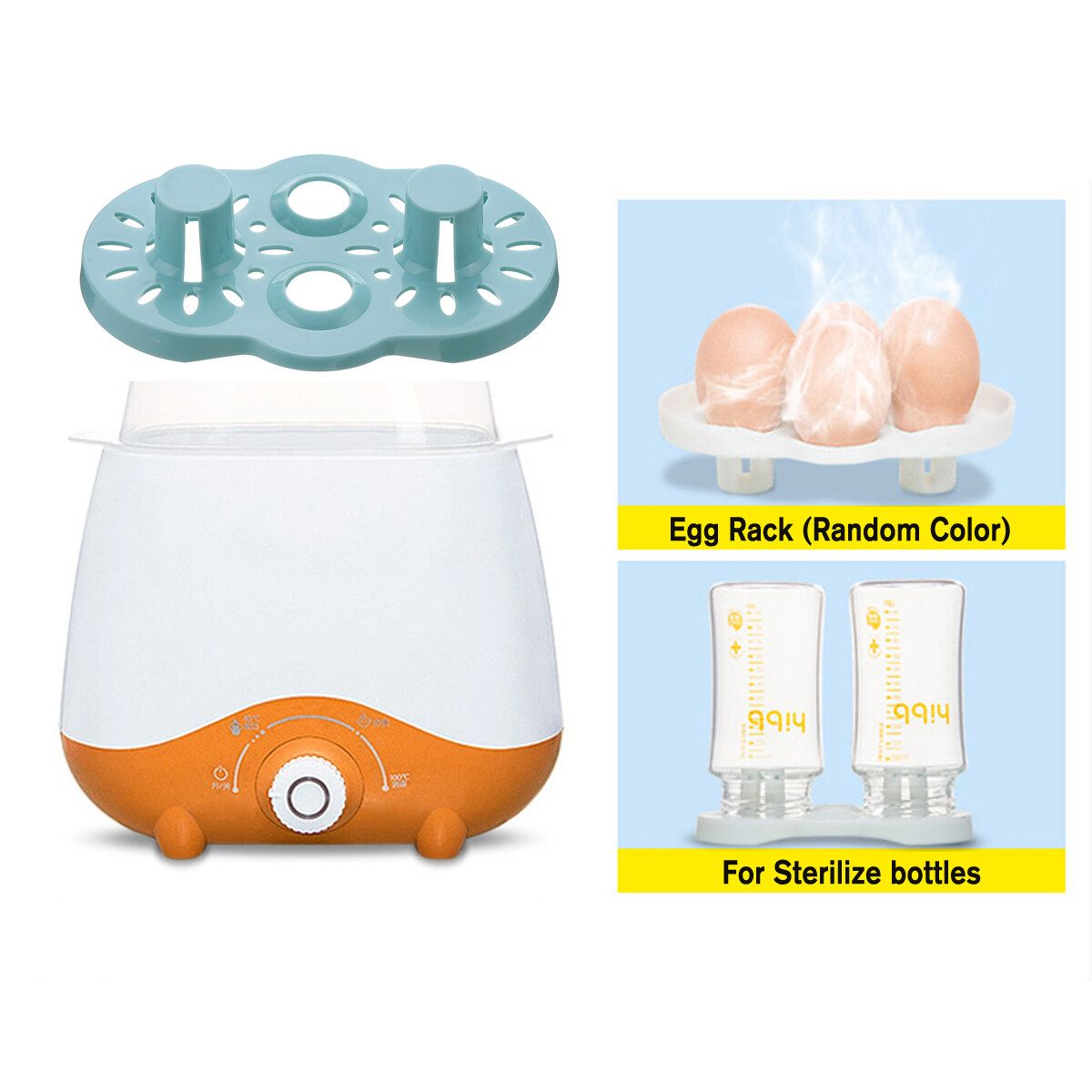 Electric Milk Heater Bottle Heating Sterilize Baby Food Warmers Food Feeding Orange