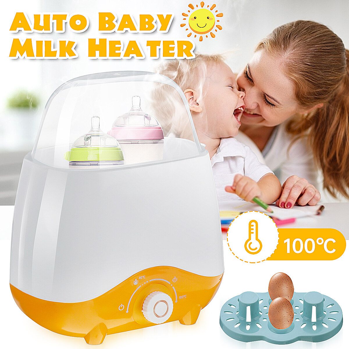 Electric Milk Heater Bottle Heating Sterilize Baby Food Warmers Food Feeding Orange