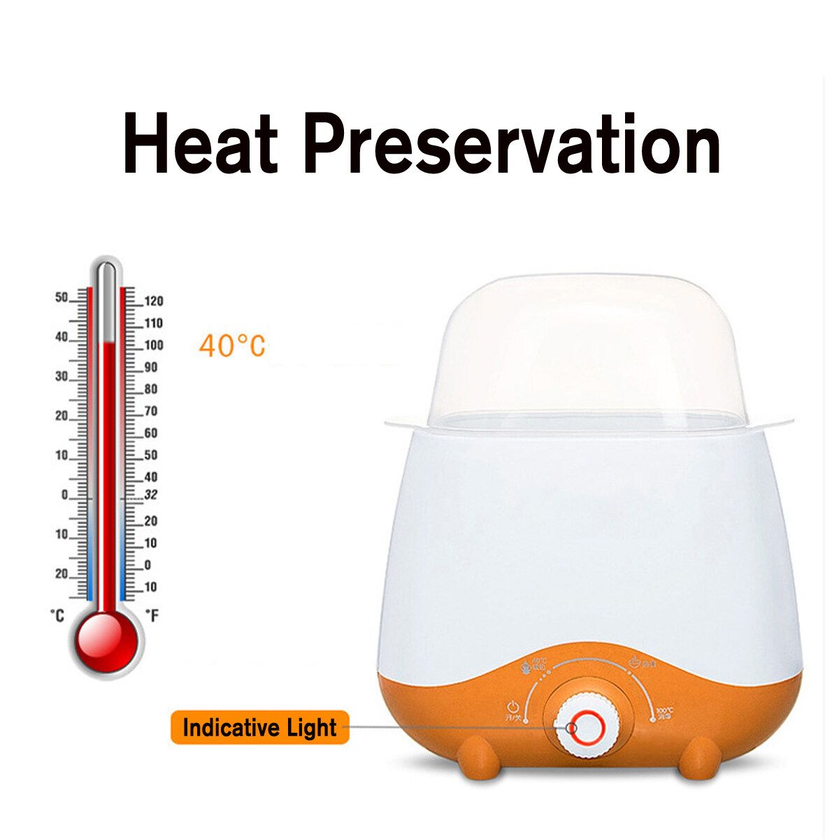 Electric Milk Heater Bottle Heating Sterilize Baby Food Warmers Food Feeding Orange