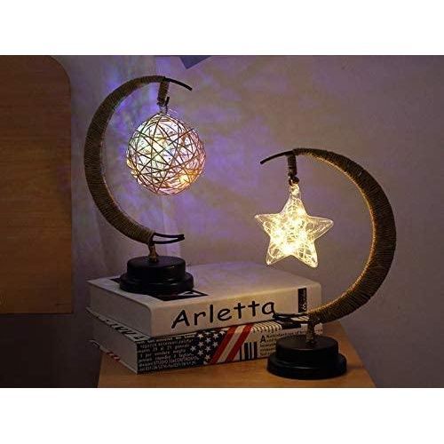 Led Star Moon Night Lights Table Lamp Creative Ramadan Lamp For Kid Room Bedroom Home For Eid Mubarak Muslim Islamic Festival Holiday Wedding Party Decoration