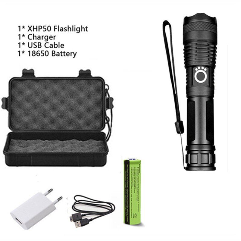 10000MAH XHP50 70 Powerful Flashlight 16-core Brightest