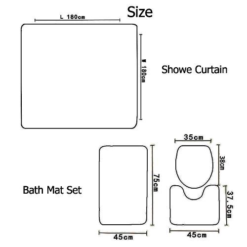 3D Waterproof Shower Curtain Rug Toilet Cover Bath Mat Set