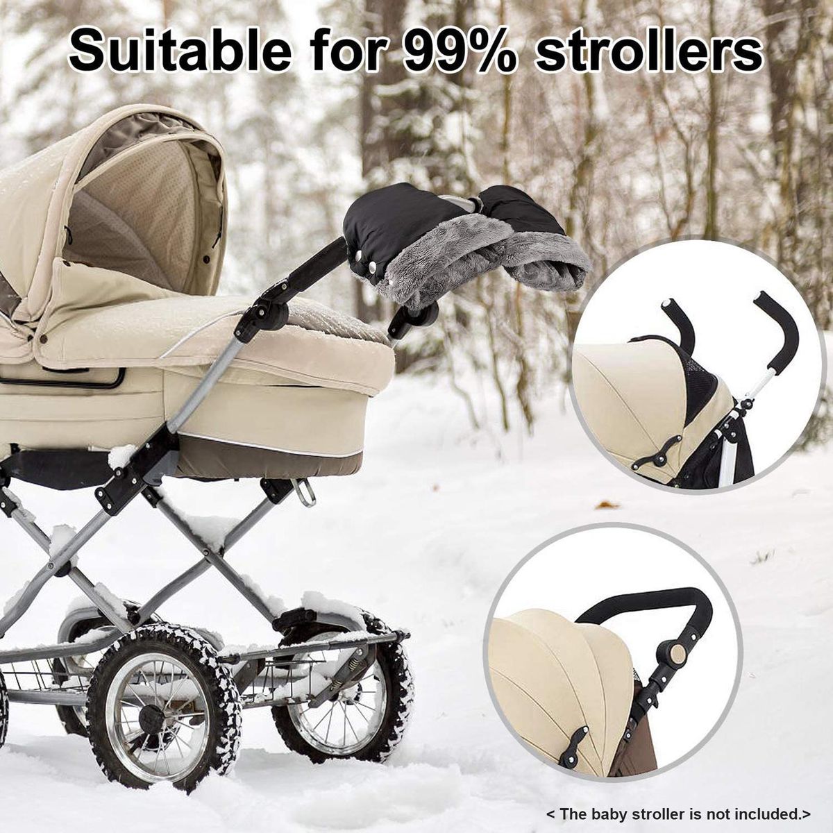 1 Pair Stroller Hand Muffs Baby Stroller Gloves Warm Hand Gloves Hand Warmer Waterproof Windproof Anti-Freeze Extra Thick for Parents Keep Warm in Cold Winter