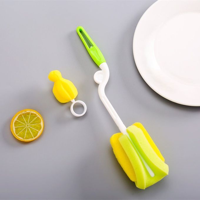 2p S Baby Bottle Brush Sponge Pa Ifier Brush 360 Degree  Leaning Brush-green