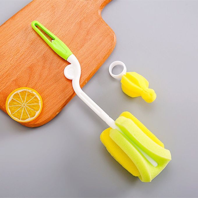 2p S Baby Bottle Brush Sponge Pa Ifier Brush 360 Degree  Leaning Brush-green