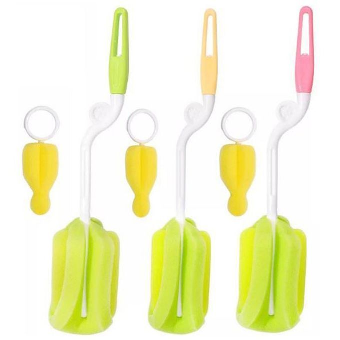 2p S Baby Bottle Brush Sponge Pa Ifier Brush 360 Degree  Leaning Brush-green