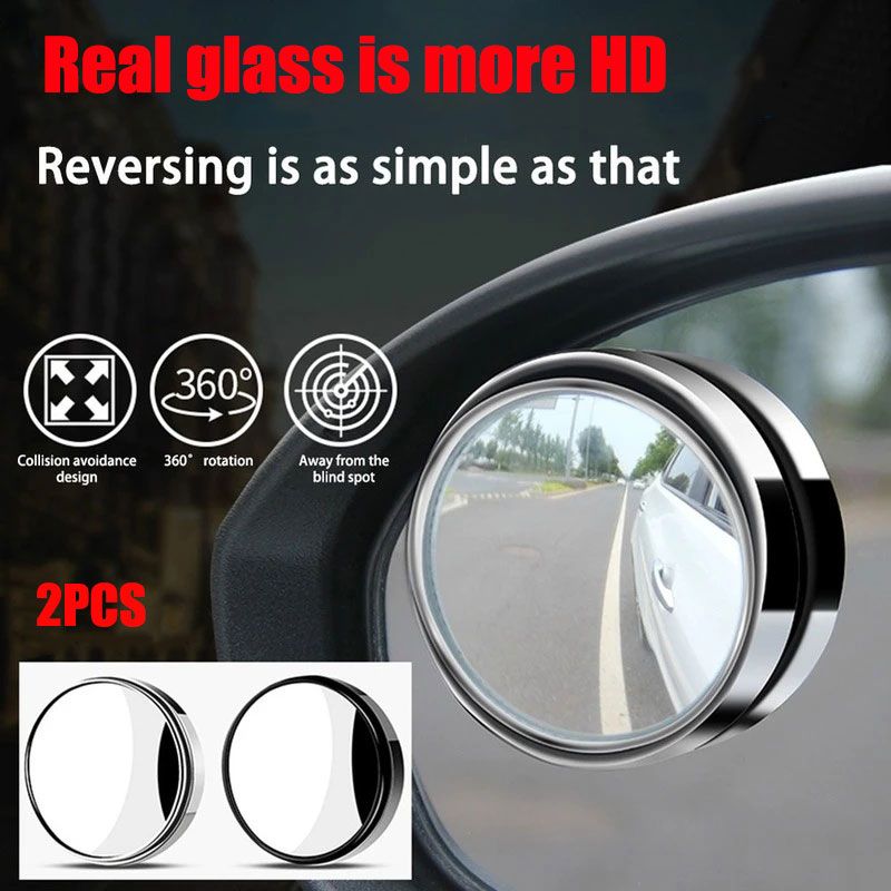 (black 2pcs)2PCS 360 Degree HD Blind Spot Mirror For Car