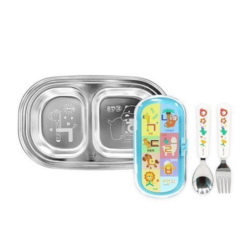 Hangeul Nara Mini Spoon Fork Snack Plate Set