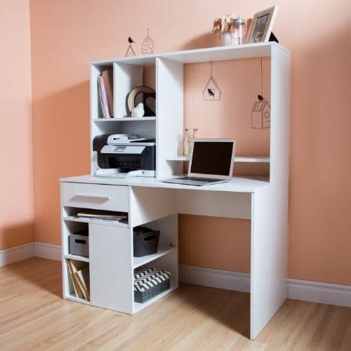 Boa Desk With Hutch - White