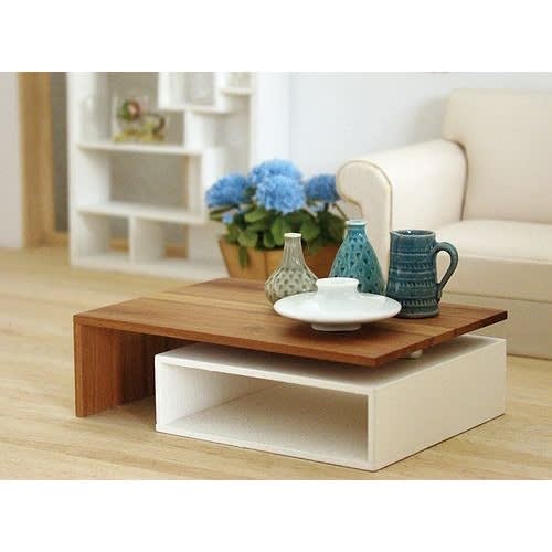 Preciso White And Brown Coffee Table & Centre Table