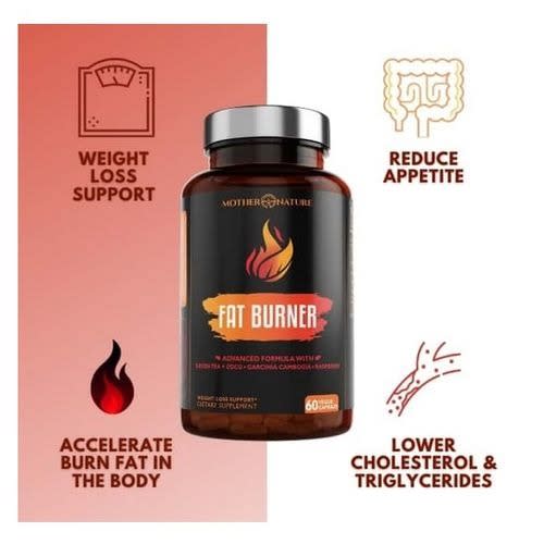 Fat Burner Caps Pills With Green Tea Extract - Raspberry - 60 Capsules