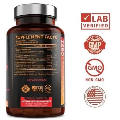 Fat Burner Caps Pills With Green Tea Extract - Raspberry - 60 Capsules