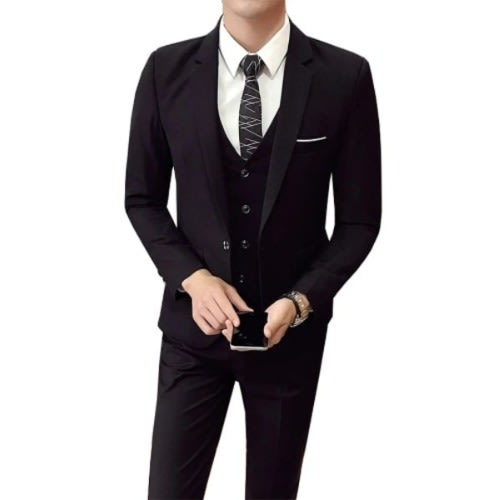 English Men's Suit - Three Pieces Suit - Black