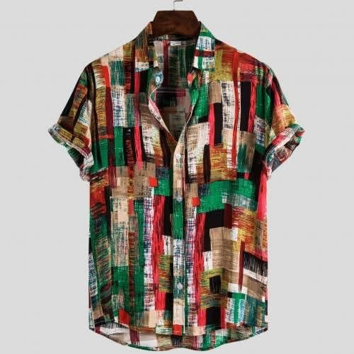 Men's Casual Short Sleeve Shirt - Multicolor