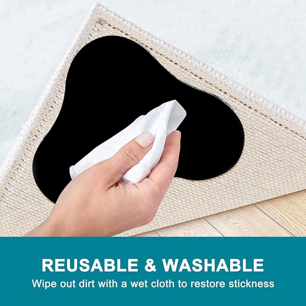 10PCS Rug Tape, Washable Prevent Curling Rug Stickers