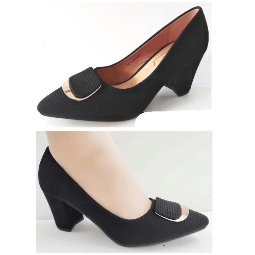 Block Heels Office Shoes - Black