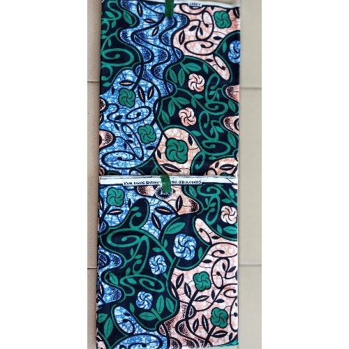 Non-bleeding Guaranteed Ankara With Tiny Green Leaves And Flowers - 6yards - Multicolor