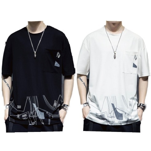 2-in-1 Pocket T-shirts - White & Black