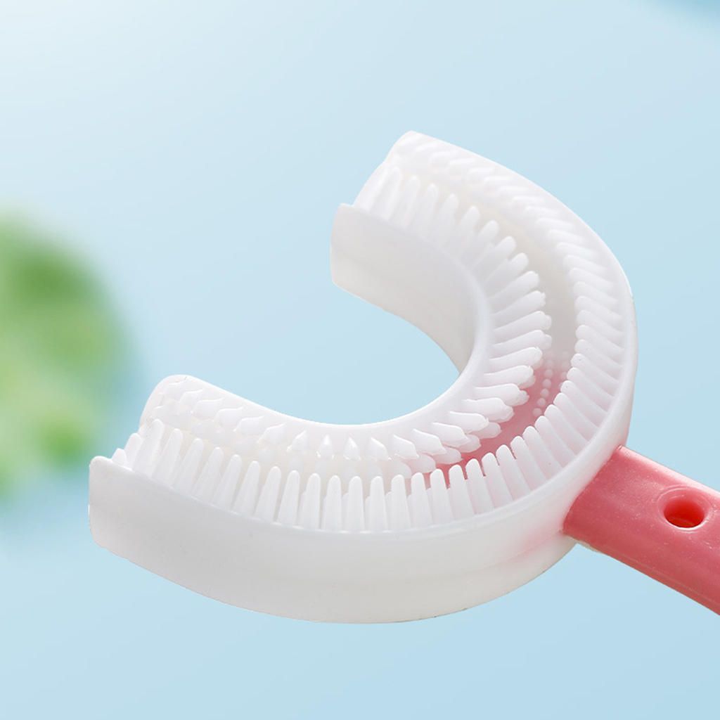 Kids Teeth Cleaning Manual Brush U-Shape Oral Tooth Pink 6-12 Years