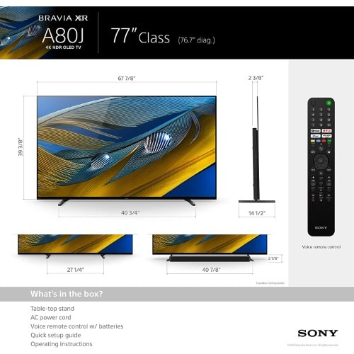 77" Bravia Xr Oled 4k Ultra Hd Smart Google Tv With Dolby Vision Hdr And Alexa Compatibility Xr77a80j