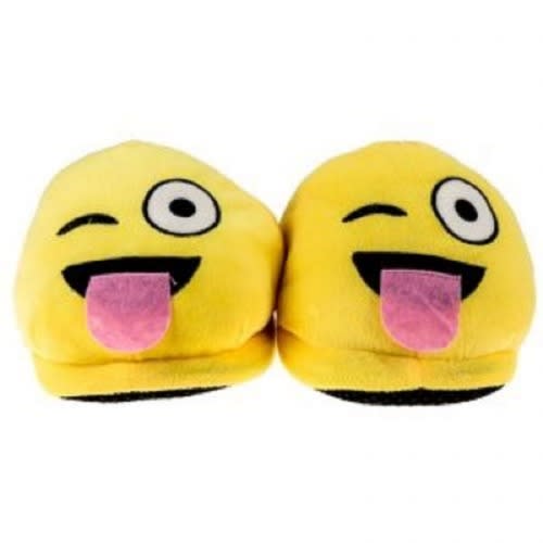 Tongue Out Plush Emoji Slippers