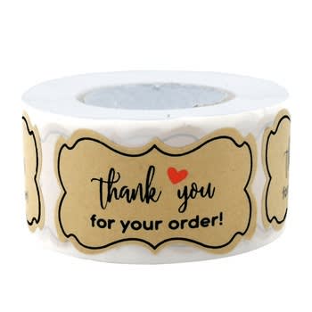 500pcs Kraft Gold Thank You For Your Order Heart Adhesive Sticker Seal Labels