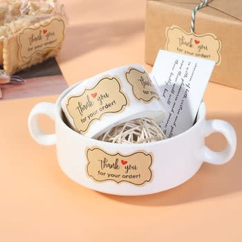 500pcs Kraft Gold Thank You For Your Order Heart Adhesive Sticker Seal Labels