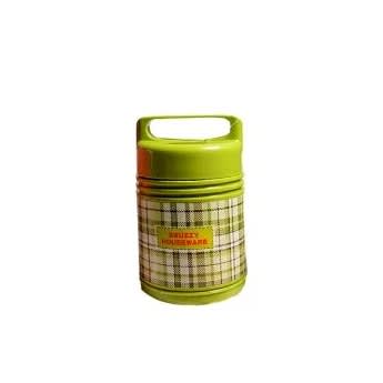 Plaid Top Handle Food Flask- Green
