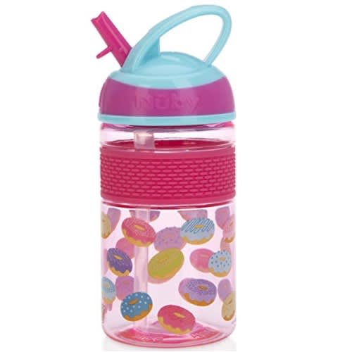 Thirsty Kids Flip-it Freestyle On The Go Water Bottle With Bite Resistant Hard Straw Cup A
