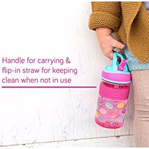 Thirsty Kids Flip-it Freestyle On The Go Water Bottle With Bite Resistant Hard Straw Cup A