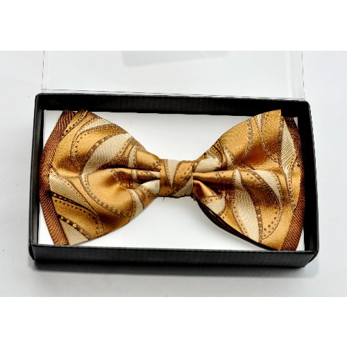 Men's Floral Bow Tie - Mbt-2842 - Gold/biege