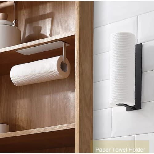Under Cabinet Kitchen Roll Paper Holder  & Toilet Towel Rack - 2pcs