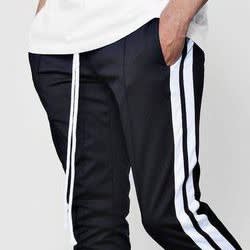 Men's Jogger Pant - Black With White Stripe
