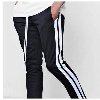 Men's Jogger Pant - Black With White Stripe