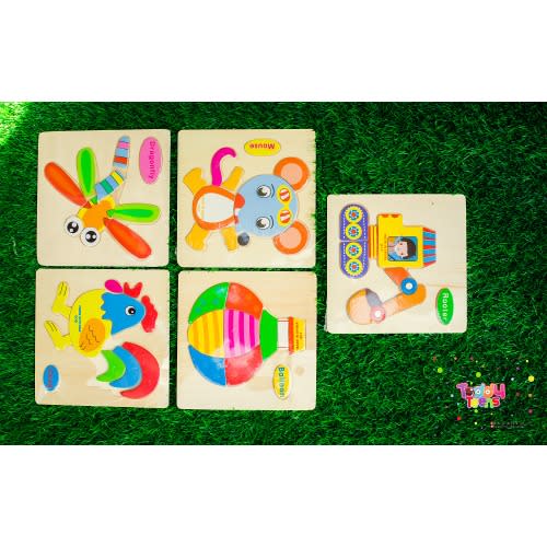 5 Pcs Wooden Object Jigsaw Puzzles - Educational Toy